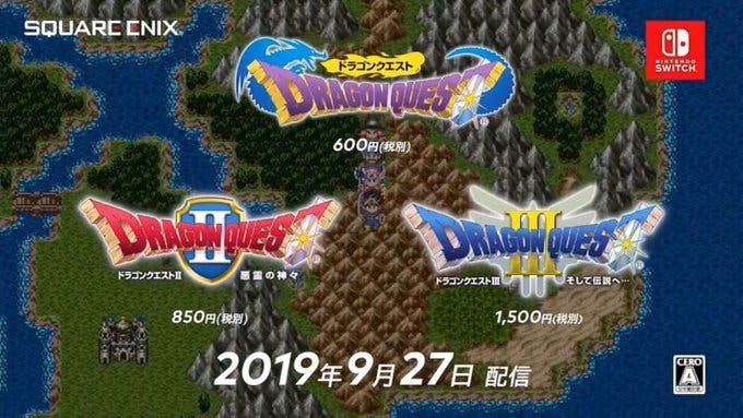 Dragon Quest I, II y III confirman su lanzamiento en Nintendo Switch para Japón