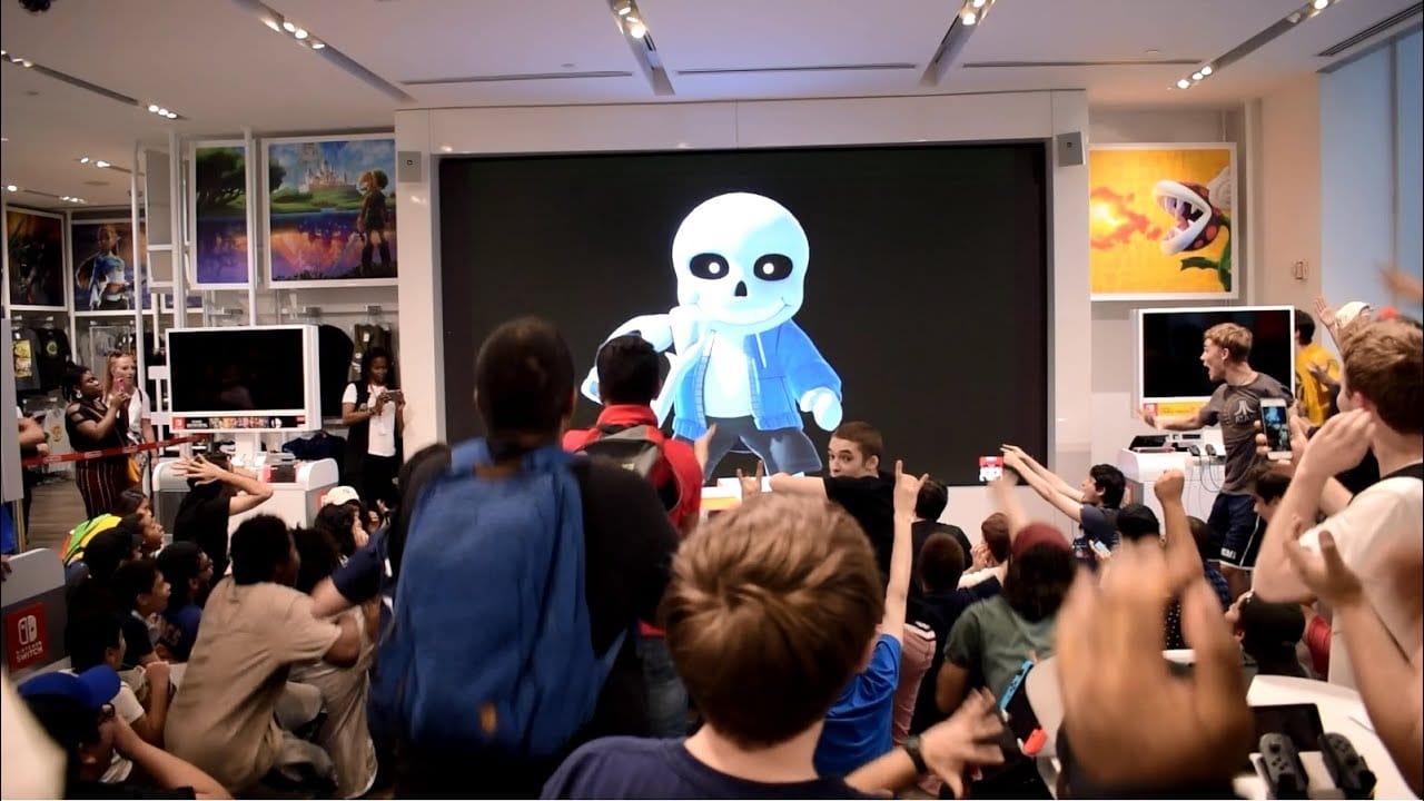 No te pierdas la reacción al anuncio del traje de Sans en Super Smash Bros. Ultimate de los asistentes a Nintendo NY