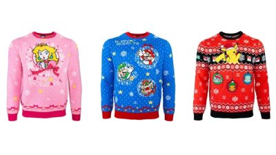 Suéteres navideños disponibles en esta colaboración entre Nintendo y Geek Store