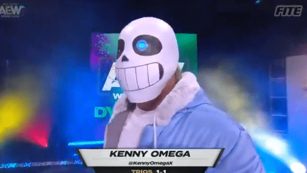 El luchador profesional Kenny Omega se disfraza como Sans de Undertale para un episodio especial de Halloween de la AEW