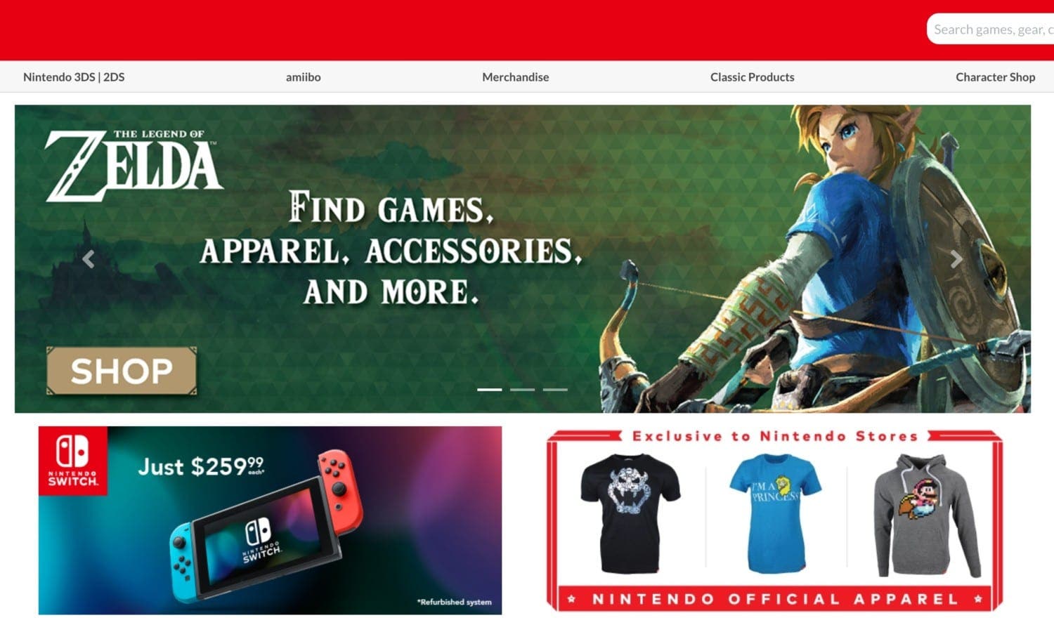 La tienda online de Nintendo of America ha sido rediseñada