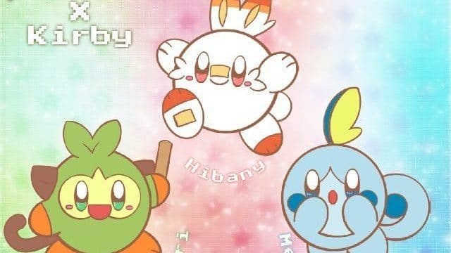 Este fan-art nos muestra cómo luciría Kirby si absorbiera a los Pokémon iniciales de Pokémon Espada y Escudo