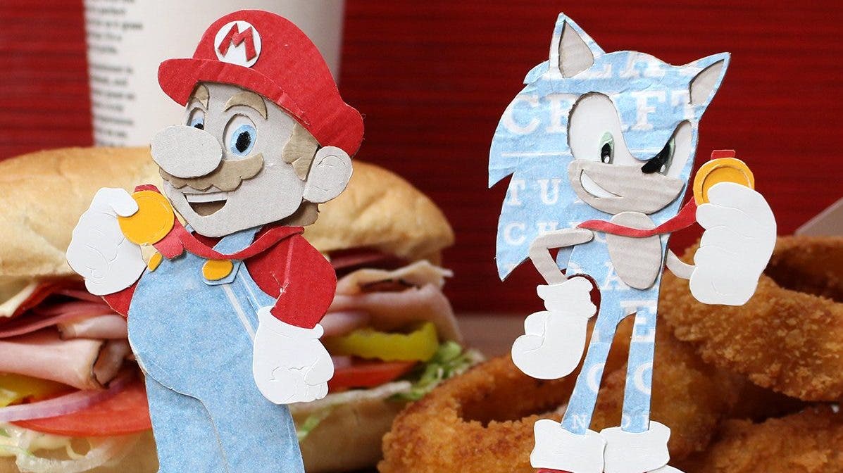 Arby’s celebra el lanzamiento de Mario & Sonic en los Juegos Olímpicos: Tokio 2020 con una recreación en cartón de Mario y Sonic