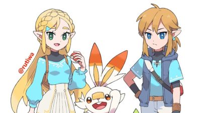 Imaginan con este fan-art a Link y a Zelda como Entrenadores Pokémon de Galar
