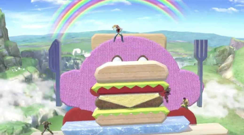 Este curioso escenario de Super Smash Bros. Ultimate recrea a Kirby comiendo una hamburguesa