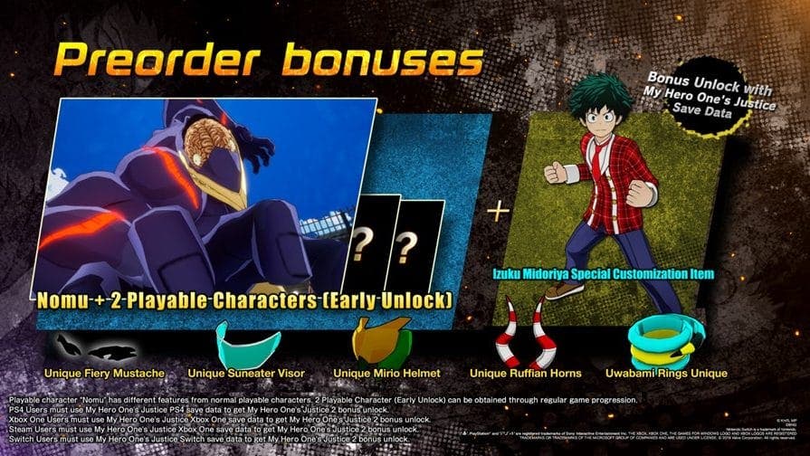 Bandai Namco detalla los regalos por la compra anticipada y tener datos guardados de la anterior entrega de My Hero: One’s Justice 2 para el Sudeste Asiático