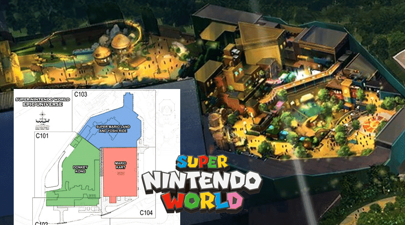 Salen a la luz el plano y un nuevo diseño de Super Nintendo World en Universal Studios Orlando