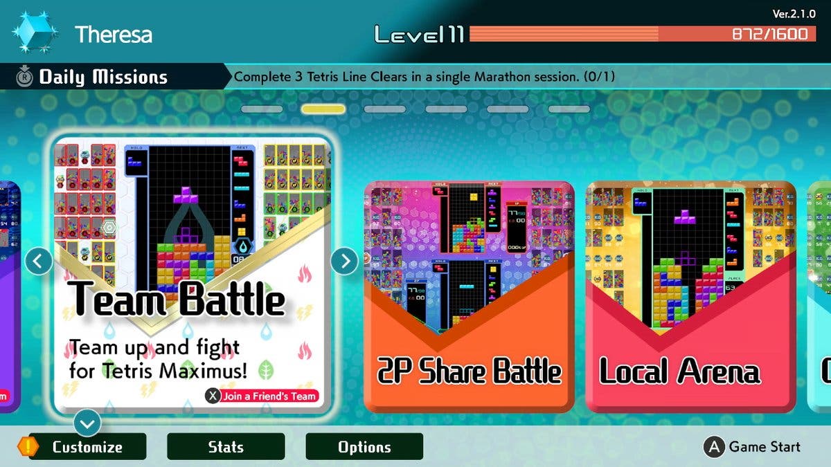 [Act.] Tetris 99: Versión 2.1.0 con modo Team Battle y más y avance de la 10ª Maximus Cup