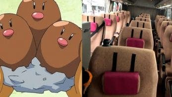 Autobús japonés personaliza los asientos al estilo Pokémon con Diglett y Dugtrio