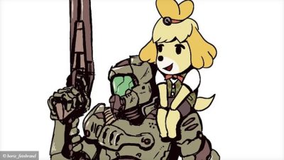 Canela de Animal Crossing y el protagonista de DOOM dan lugar a uno de los dúos más atípicos gracias a estos fanarts