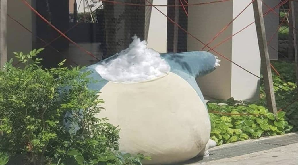 Hallan un peluche Pokémon gigante de Snorlax decapitado en Singapur