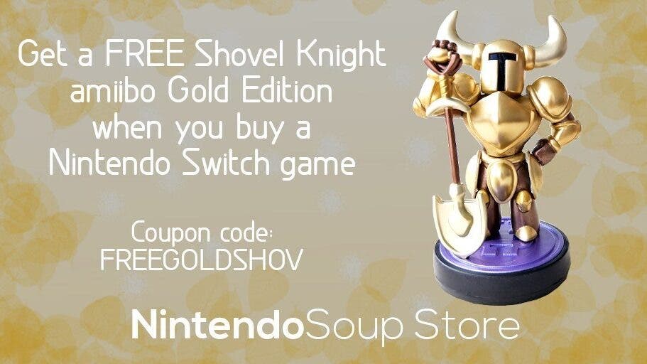 NintendoSoup Store regala un amiibo de Shovel Knight dorado al comprar juegos de Nintendo Switch