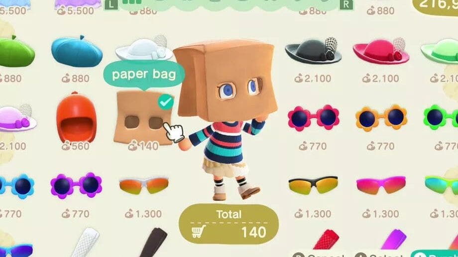 Podemos ponernos una bolsa de papel en la cabeza en Animal Crossing: New Horizons