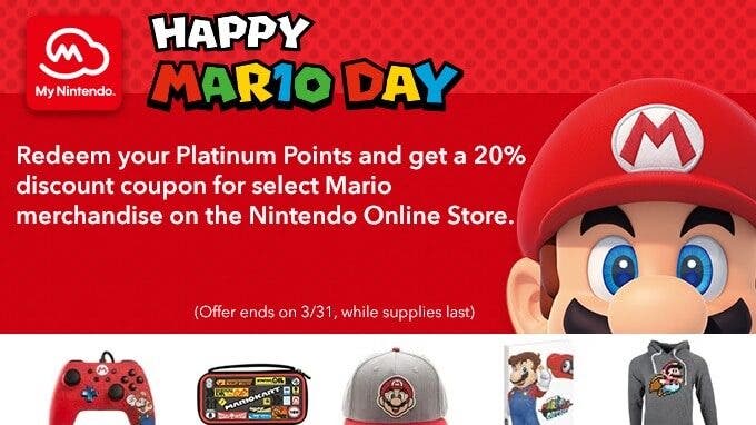 El catálogo americano de My Nintendo ofrece un 20% de descuento en productos de Mario en la tienda online de Nintendo