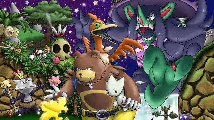 Esta ilustración mezcla el universo de Pokémon con el arte de la portada de Banjo-Kazooie