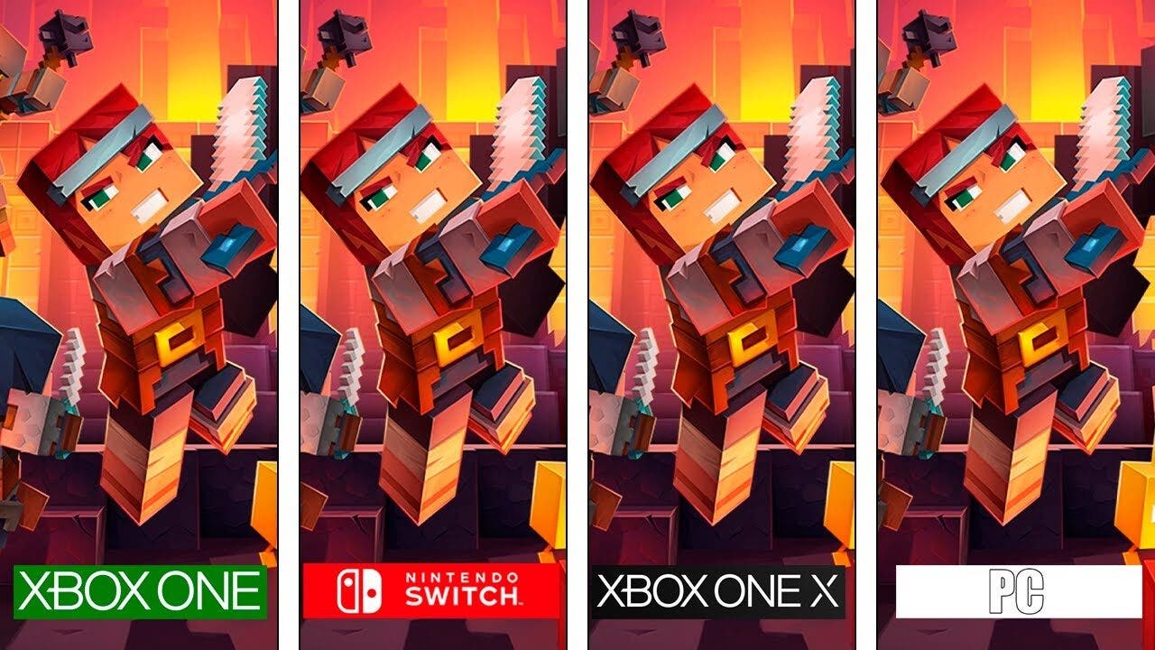 Este vídeo muestra una comparativa de las versiones de Minecraft Dungeons en Switch, Xbox One, Xbox One X y PC