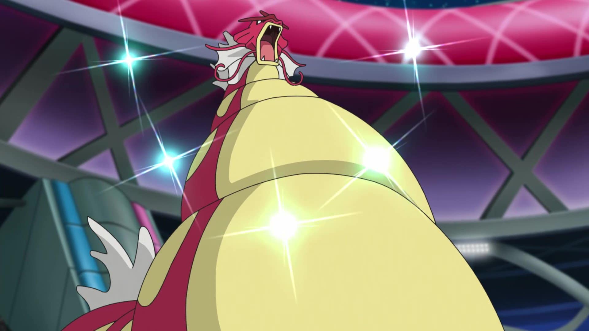 La misteriosa silueta del anime de Pokémon era este Gyarados variocolor visto desde abajo