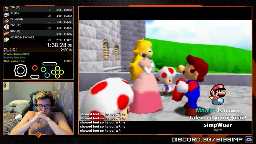Speedrunner supera el récord mundial de Super Mario 64 tras 8 años de intentos y su celebración ya es viral