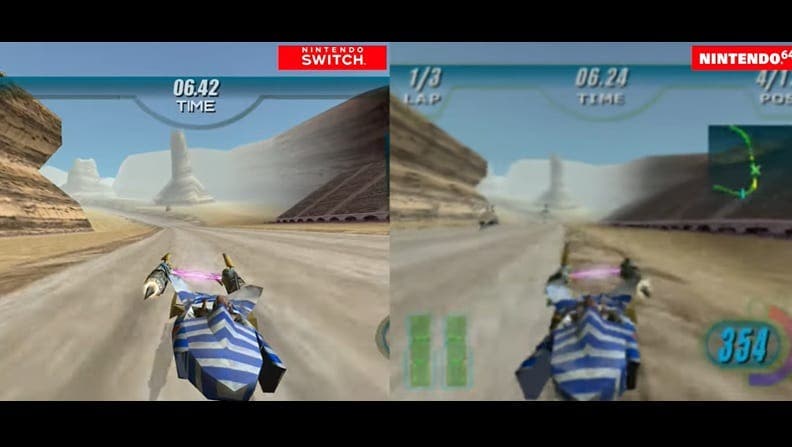 Este vídeo compara las versiones de Star Wars Episode I: Racer para Nintendo 64 y Switch