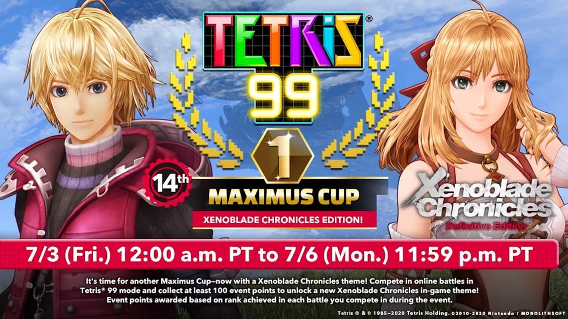 Anunciada una nueva Maximus Cup para Tetris99 con temática de Xenoblade Chronicles: Definitive Edition