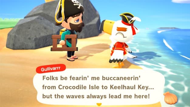 La interacción con Gulliver pirata en Animal Crossing: New Horizons está llena de referencias a Nintendo