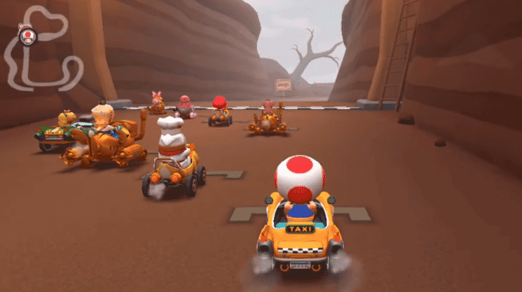 Gameplay del modo horizontal implementado en Mario Kart Tour