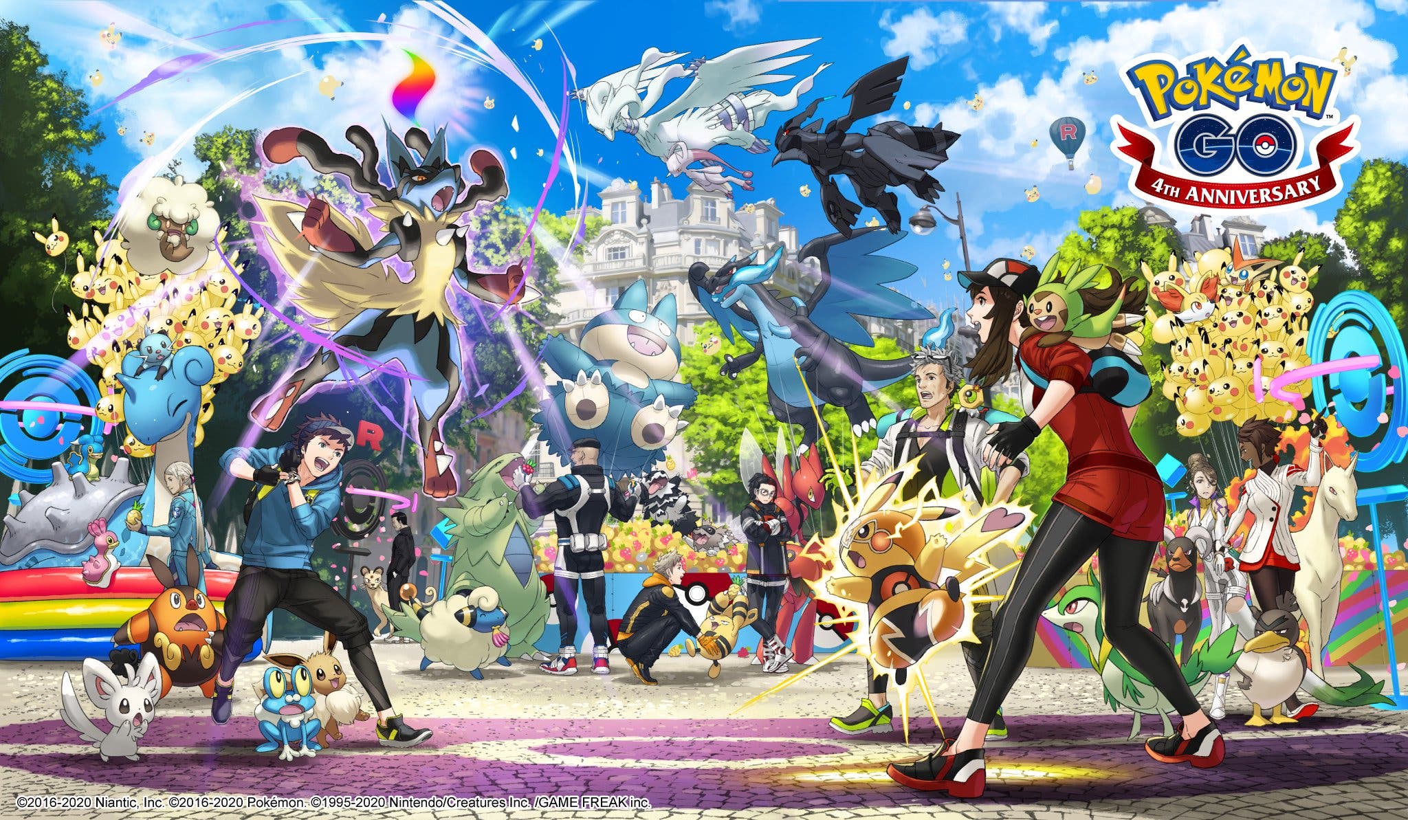 Pokémon GO celebra su 4º aniversario con este arte, donde se muestra la Megaevolución y más