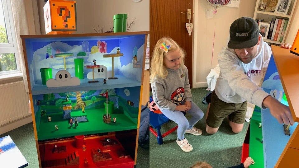 Un hombre fabrica este escenario de Super Mario para su sobrina pequeña