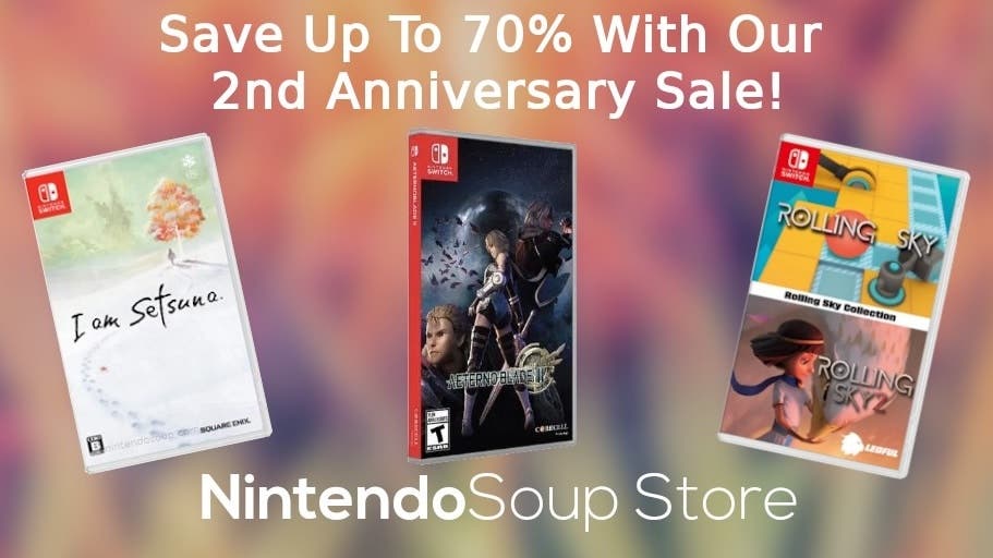 Descuentos de hasta el 70% aniversario en la NintendoSoup Store por su 2º aniversario