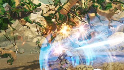 La cuenta oficial japonesa de Hyrule Warriors: La era del cataclismo en Twitter comparte imágenes de Link, Impa y el Mini Guardián