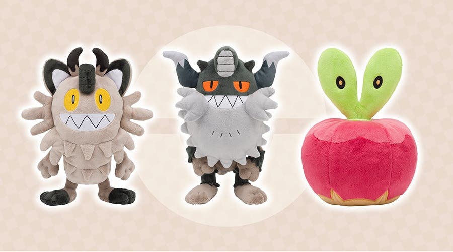 Pokémon Center anuncia los peluches oficiales de Meowth de Galar, Perrserker y Applin