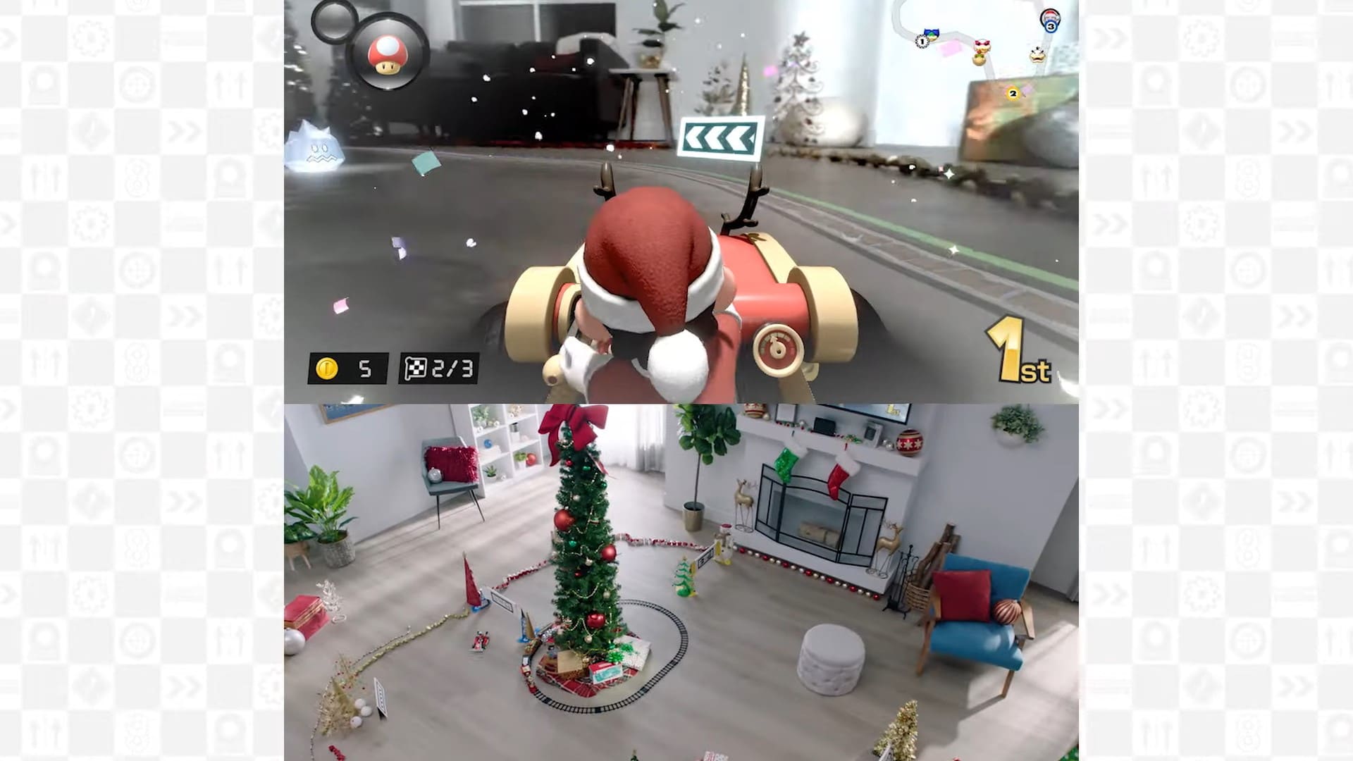Nintendo nos muestra en este vídeo un circuito de Mario Kart Live: Home Circuit ambientado en la Navidad