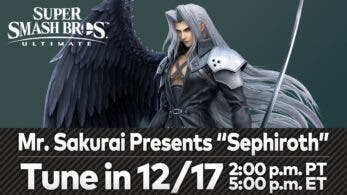 Anunciada una presentación con Sakurai donde se confirmará la fecha y otros detalles de Sephiroth en Super Smash Bros. Ultimate: todos los horarios