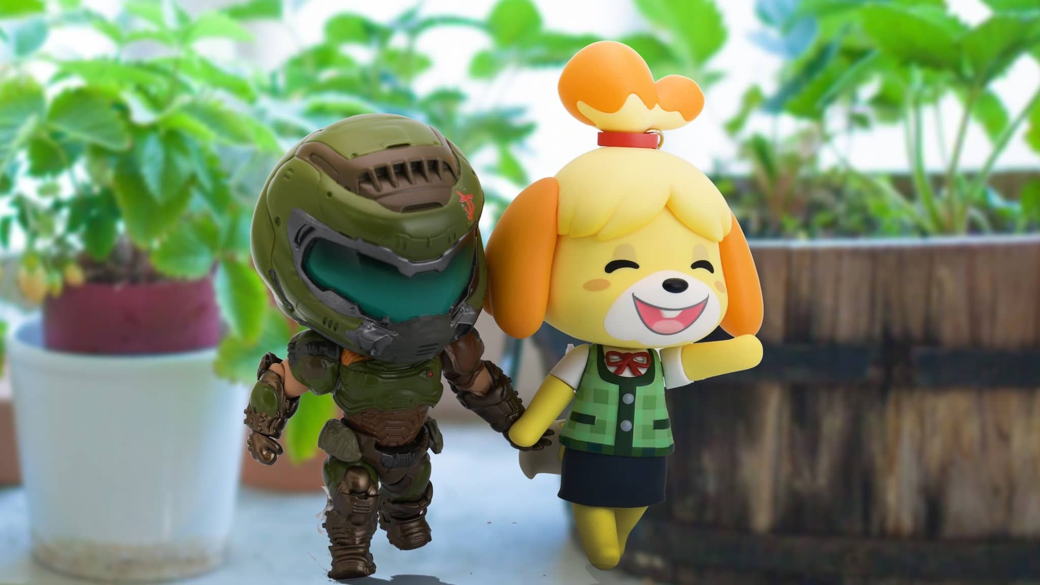 La cuenta oficial de DOOM en Twitter comparte esta imagen que muestra a Doomguy junto a Canela de Animal Crossing
