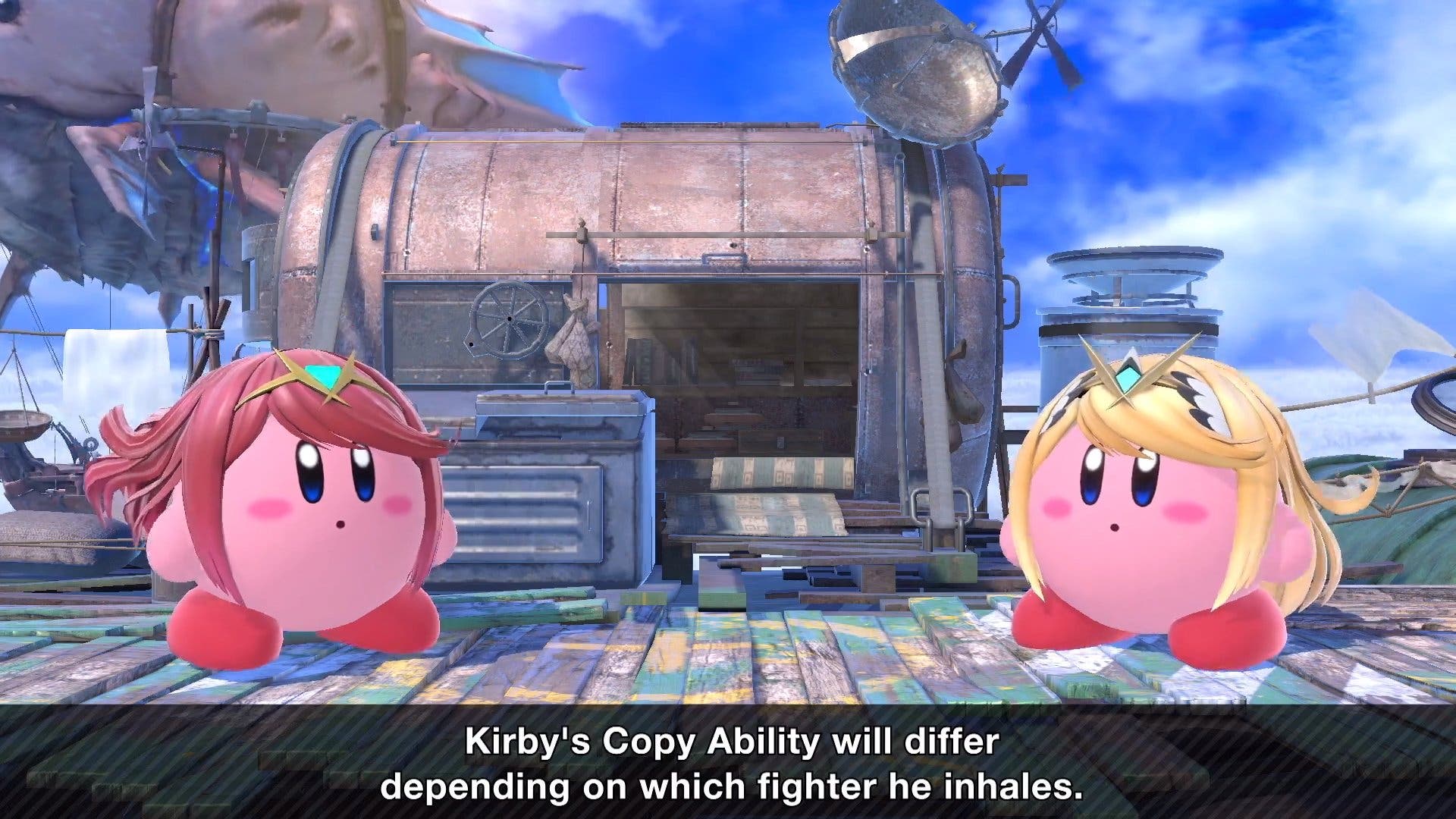 Así se ve Kirby al tragarse a Pyra y Mythra en Super Smash Bros. Ultimate