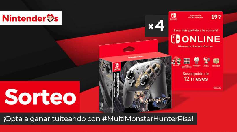 [Act.] ¡Sorteamos un Mando Pro de Monster Hunter Rise + 4 suscripciones de 1 año para Nintendo Switch Online!