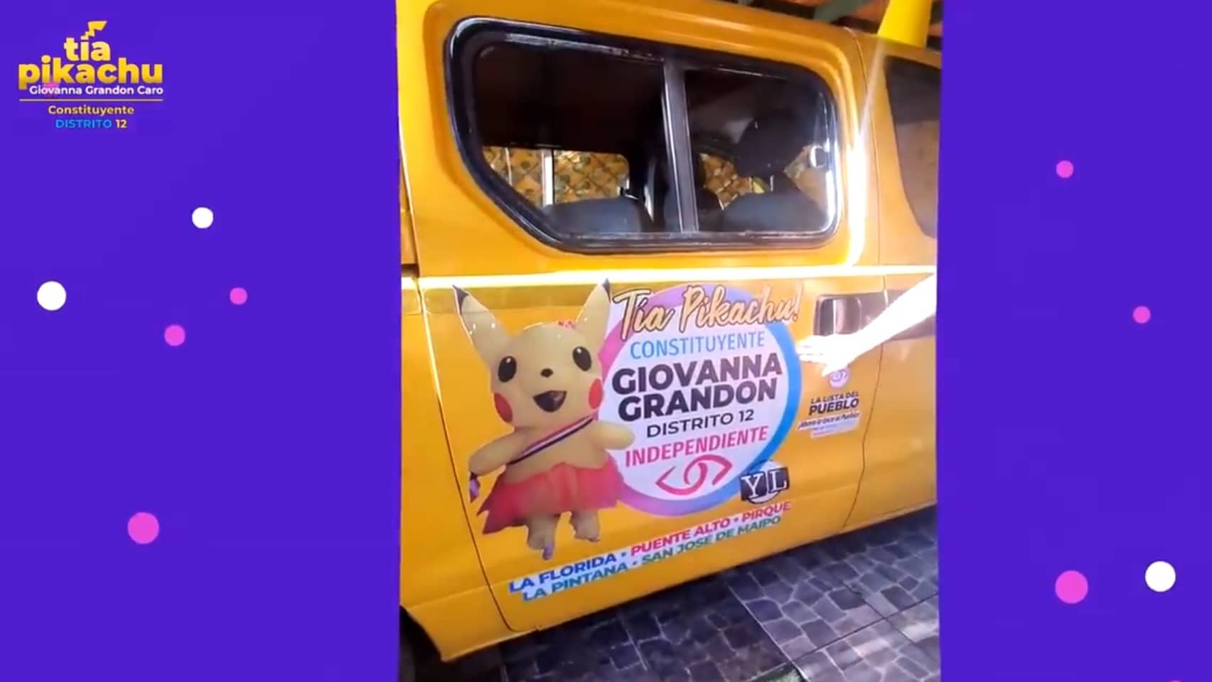 Giovanna Grandón Caro, candidata a las elecciones constituyentes de Chile, recorrerá las calles con este “Pikachumóvil”