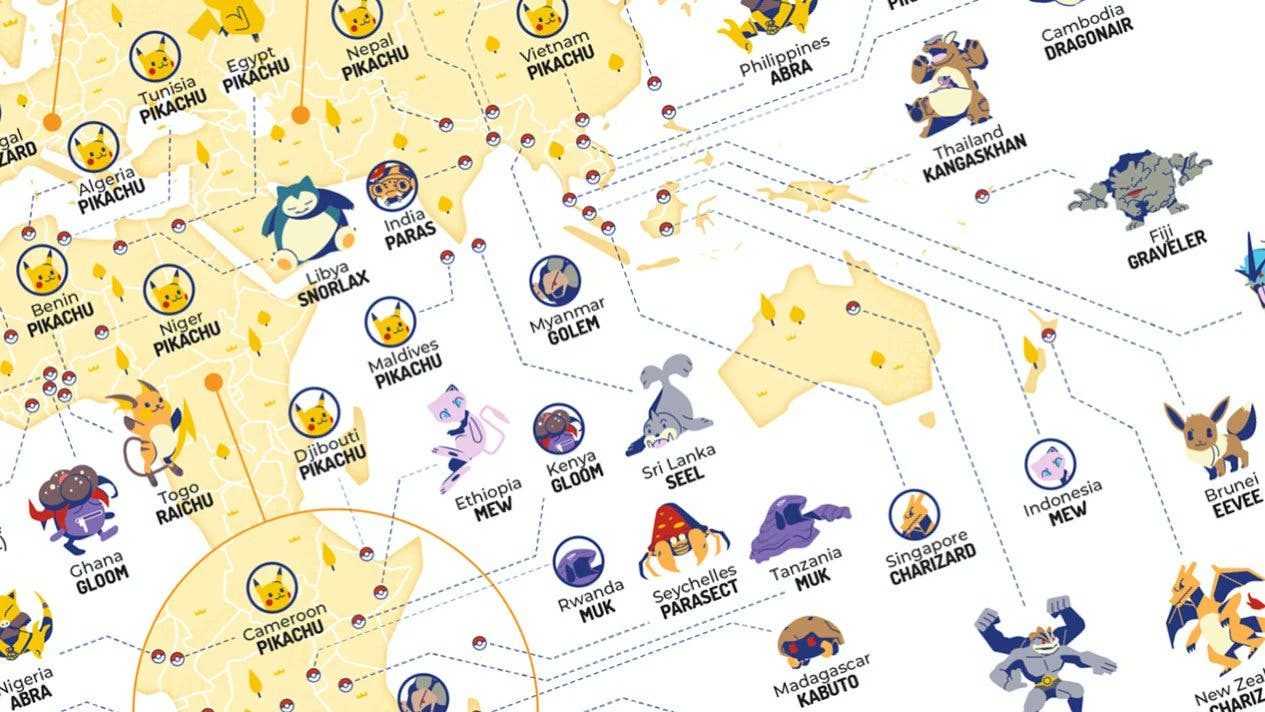 Nuevo estudio revela los Pokémon más populares de cada país