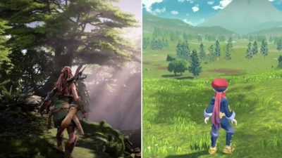 Se comparte una comparativa entre Horizon Forbidden West y Leyendas Pokémon: Arceus y los fans la tachan de desafortunada
