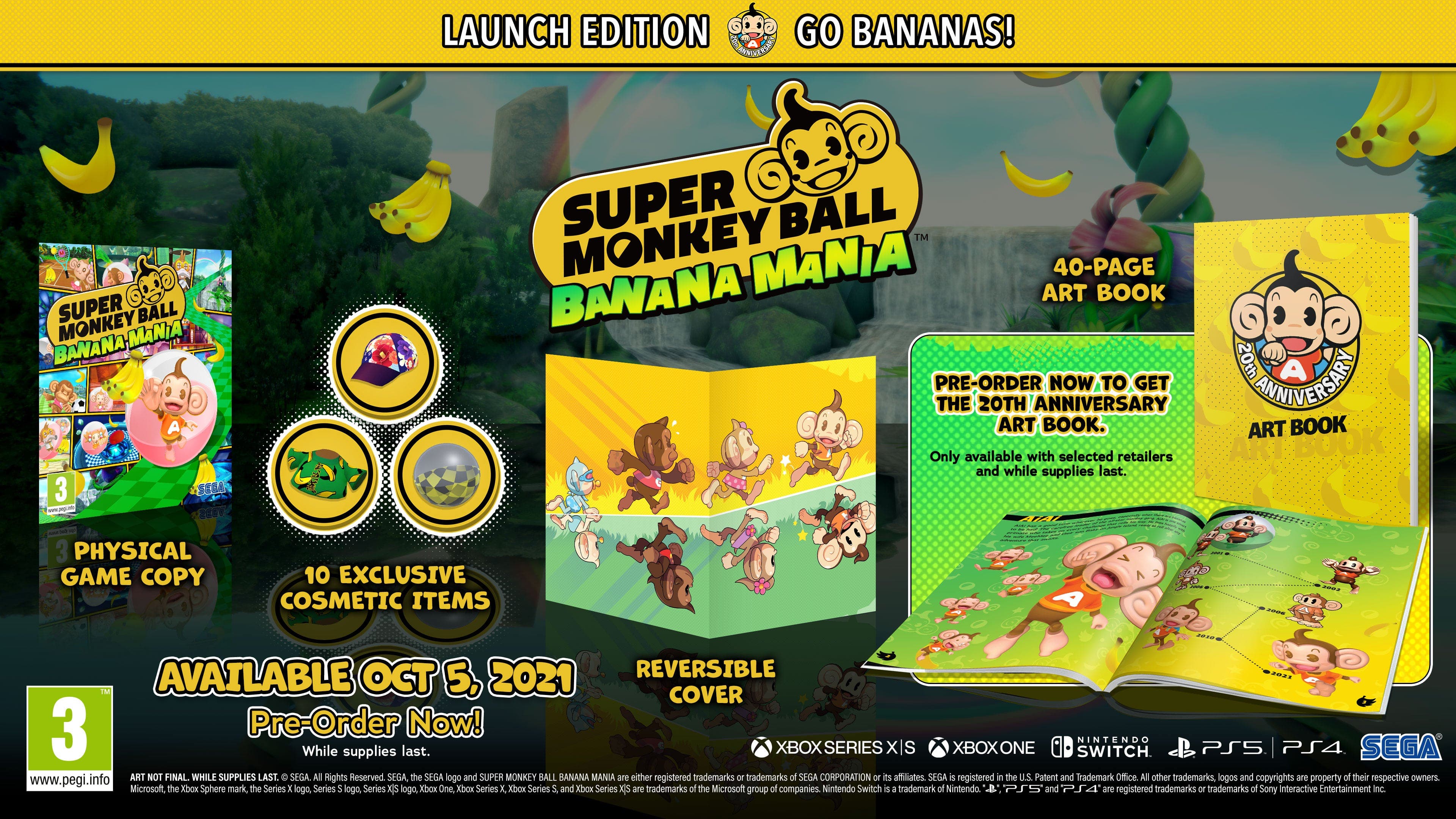 Conoce las numerosas ediciones y bonus que se ofrecerán junto a Super Monkey Ball: Banana Mania