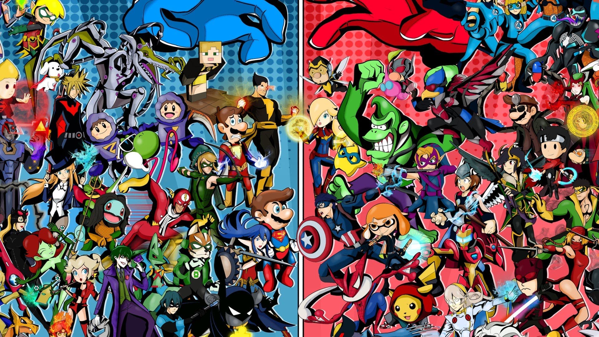 Artista recrea a todos los personajes de Super Smash Bros. Ultimate al estilo de DC y Marvel