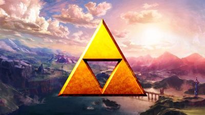Jugador dibuja la Trifuerza y la Espada Maestra caminando en Zelda: Breath of the Wild