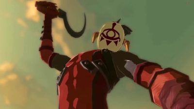 Usan un disfraz para asustar a un miembro del Clan Yiga en Zelda: Tears of the Kingdom