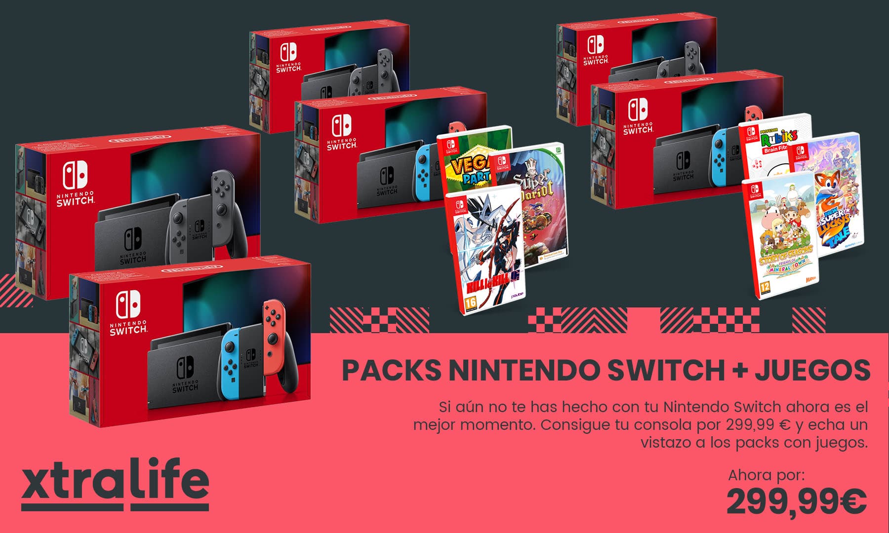 Consigue tu Nintendo Switch por solo 299,99 € con packs de juegos
