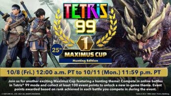 Todo sobre la nueva Maximus Cup de Monster Hunter Rise en Tetris 99