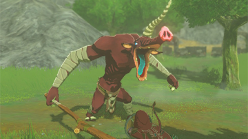 Un Moblin lanza por los aires un Bokoblin en este hilarante clip de Zelda: Breath of the Wild