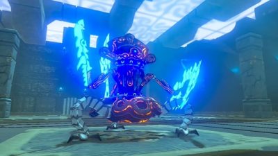 Un Miniguardián es incapaz de atacar a este jugador en Zelda: Breath of the Wild
