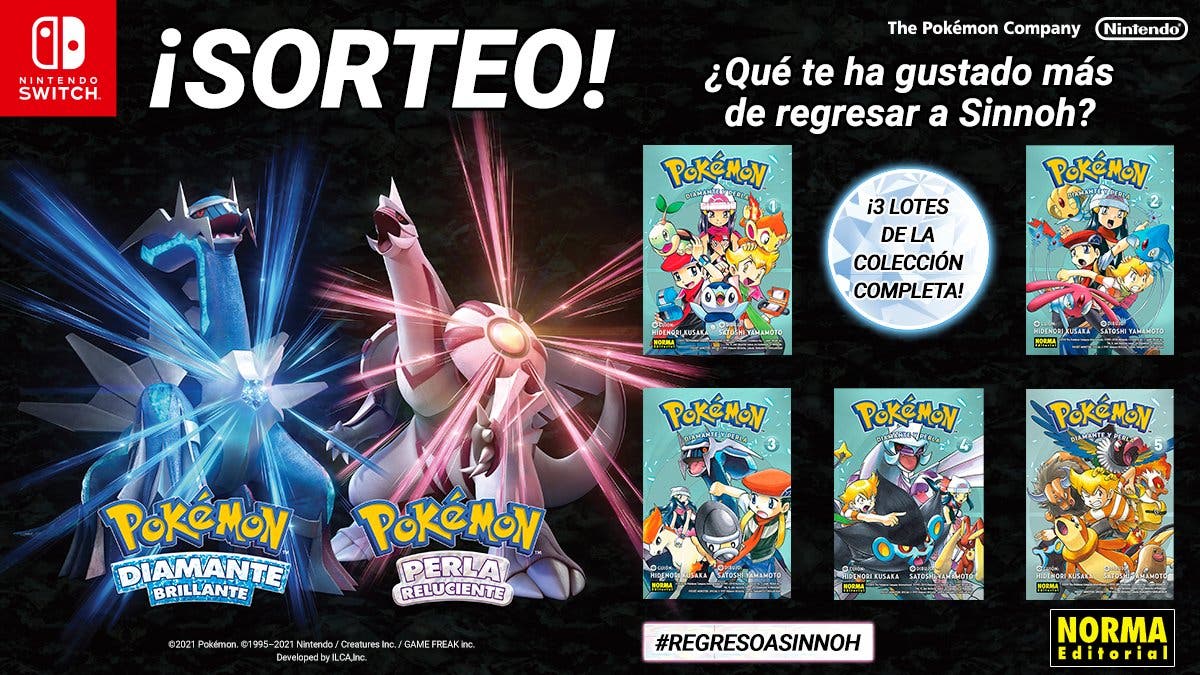 Participa en el nuevo sorteo #RegresoASinnoh de Nintendo España y opta a ganar tres lotes de la colección completa del manga de Pokémon