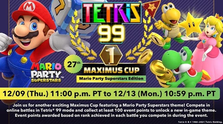 Mario Party Superstars protagoniza la nueva Maximus Cup de Tetris 99