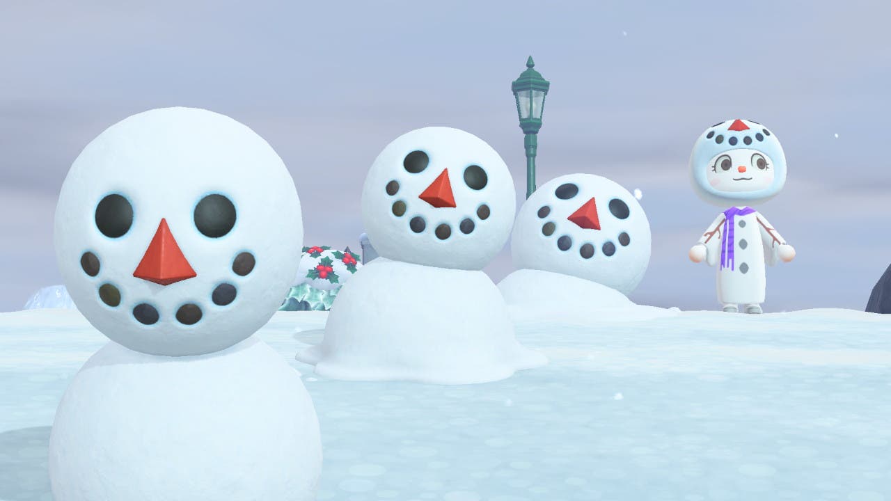 Dos escarabajos peloteros crean un muñeco de nieve perfecto en Animal Crossing: New Horizons